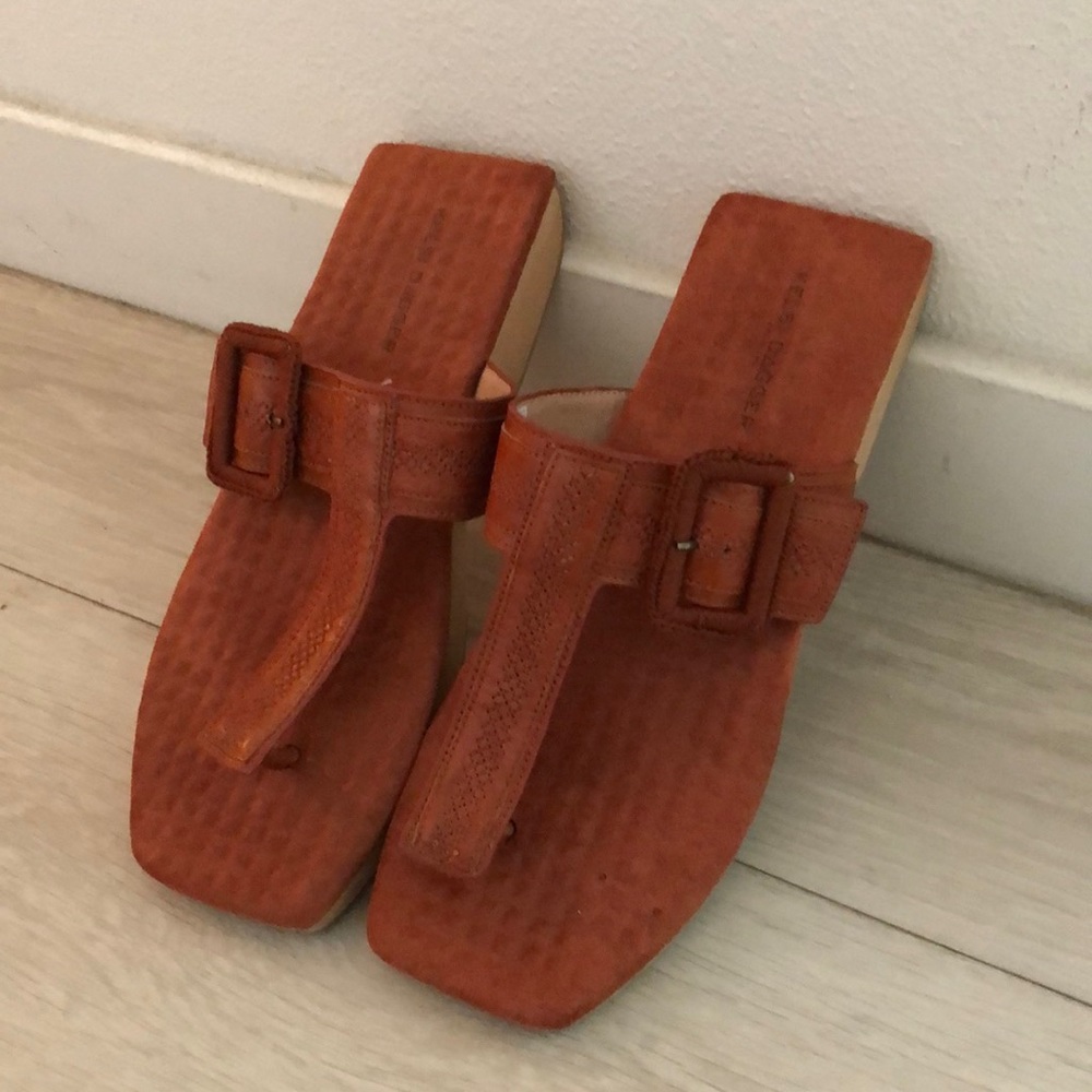 Leather wooden sandals.  Almost new.  Size 8.5